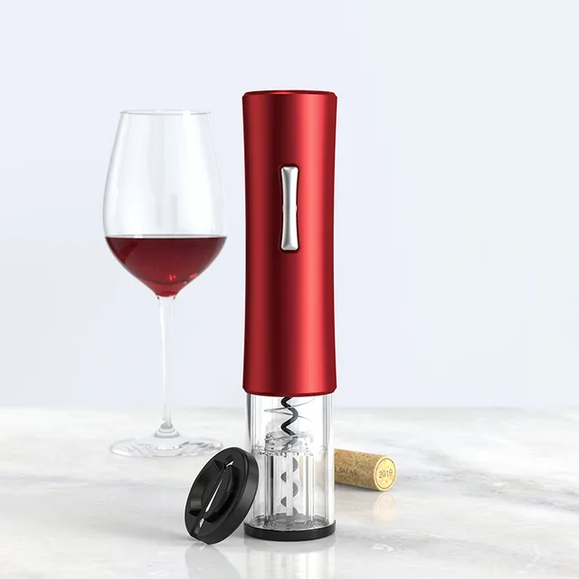Home Classic Stainless Steel Automatic Electric AA Battery Kitchen Accessories Corkscrew for Red Wine Can Opener Red 2 (no light)