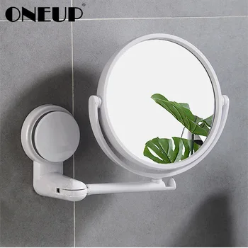 

ONEUP Make Up Mirror Double Sided Rotating Wall Small Bathroom Mirror Free Punching Bathroom Accessories Sets
