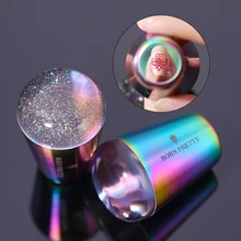 GEBOREN ZIEMLICH griff Transparent Nagel Stamper für Stanzen Platte Holographics Klar Stamper Kopf Nail art Vorlagen