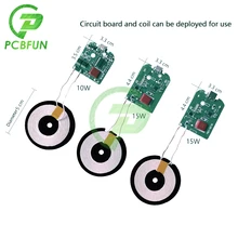 TYPE-C MICRO-USB 5v 9v 12v 5w-10w 15w sem fio carregador módulo transmissor pcba placa de circuito bobina qi padrão de carregamento sem fio