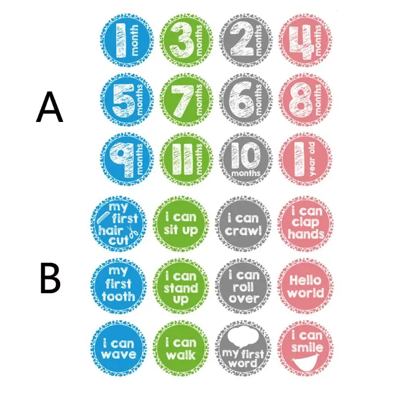 12 шт./компл. наклейка на месяц для новорожденных фото реквизит наклейка s 1-12 месяцев фото наклейка s DIY альбом карта наклейка s N84E