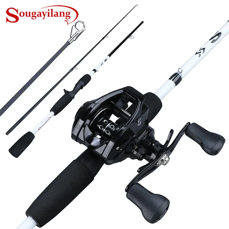 

Sougayilang Casting Fishing Rod Reel Combo 165cm 2 3Sections Carbon Fiber Fishing Rod with 12+1BB 7.1:1 Baitcasting Reel Pesca