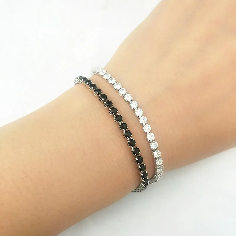Hip Hop Bling Iced Out Cubic Zirconia Bracelet Tennis Chain Bracelets Women Men CZ Link Chain BFF Jewelry White Black Pulseras chain bracelet zircon bracelets cubic zirconia bracelet