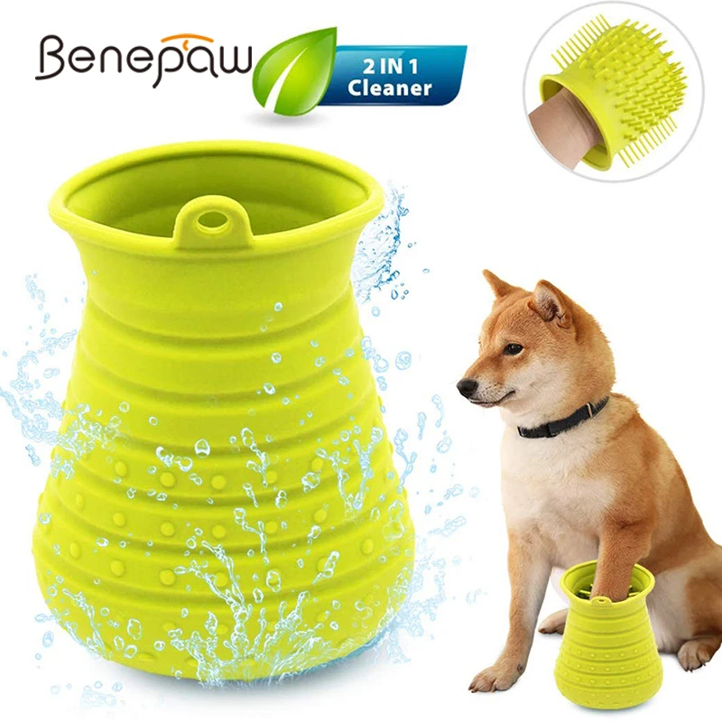 Benepaw-Nettoyeur de pattes de chien portable, brosse à tasse, silicone  souple sûr, lave-pied à griffes pour animaux de compagnie, livres  efficaces, outils d'extérieur, 2 en 1