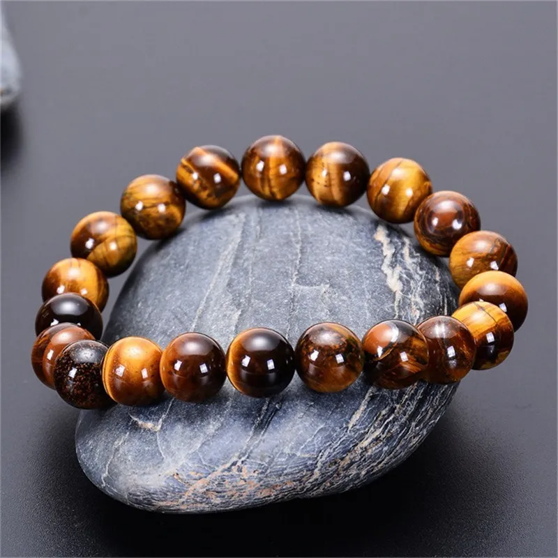 4-20 mm Tiger Eye Bracelet for Men Women Natural Stone Tiger Eye Beads Bracelet Elastic Yoga Chakra Healing Energy Jewelry Gifts