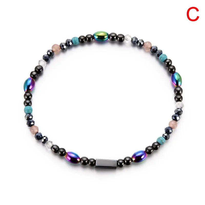 Hematite Stone Weight Loss Anklet Slimming Magnetic Beads Bracelet Health Care Women Fashion Jewelry - Окраска металла: type C