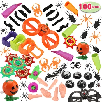 

100pcs April Fools Day Halloween Toys Burlesque Toy Lifelike Simulation Rubber Spider Denture Hand Pumpkin Jokes Prop Decor 3