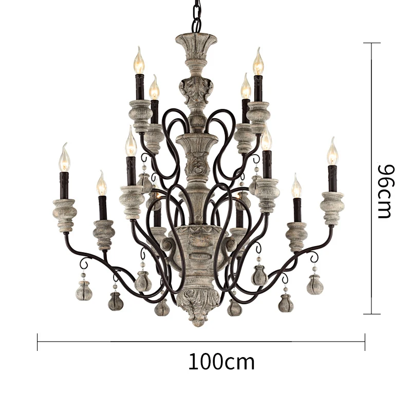 100CM 12 Lights Американский Ретро стиль Светодиодный Люстра светильник ing люстры гостиной, столовой, подвесное лампы ностальгические кованого железа блеск - Цвет абажура: 100CM 12 Lights