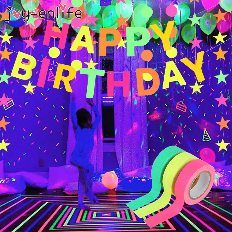 Happy birthday Neon Glow party decoration Ceiling Hanging Swirl