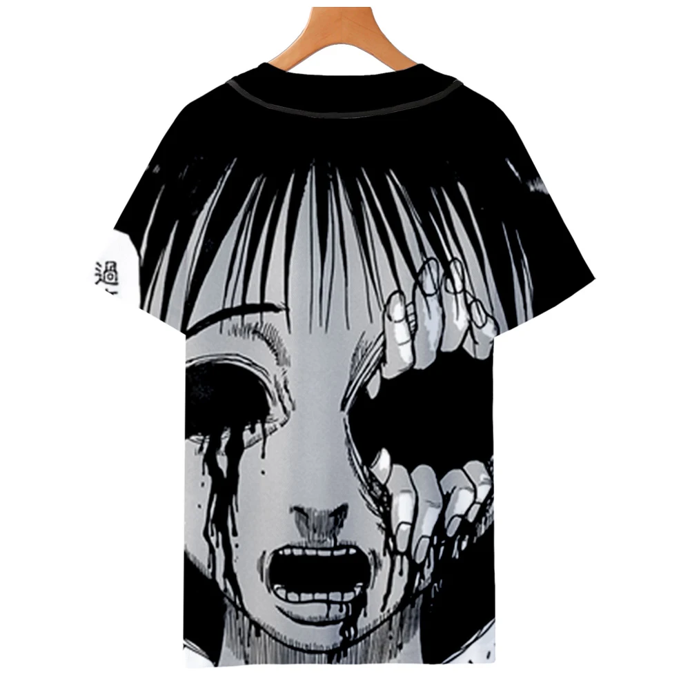 3D бейсбольная форма с коротким рукавом junji ito, 3D летняя гавайская рубашка, мужская повседневная бейсбольная рубашка с коротким рукавом