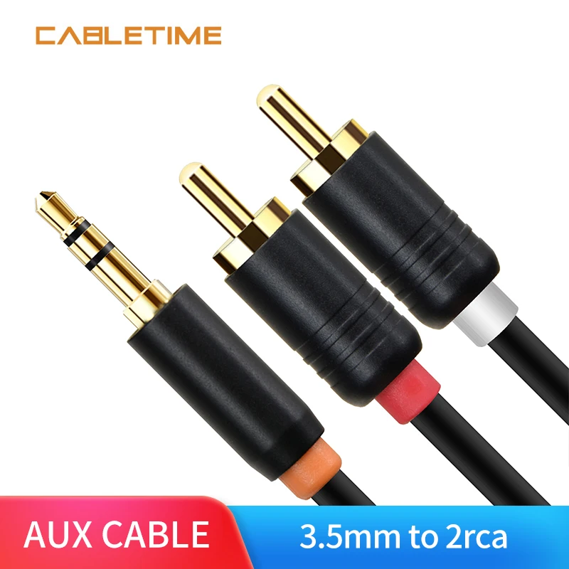 

Cabletime RCA Cable 2rca 3.5 Audio Cable 2RCA Aux Cable Male to Male Rca 3.5mm Jack For phone Edifer Home Theater DVD N143