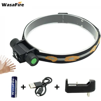 

USB Rechargeable Head Lamp 5000 LM XM-L2 LED IR Sensor Headlight Rotate Induction Head Light With 18650 Battery For Bicycling