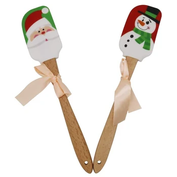 

2 Set Of Christmas Silicone Spatula, Santa Spatula & Snowmen Spatula Cream Butter Spatula for Christmas Decorating