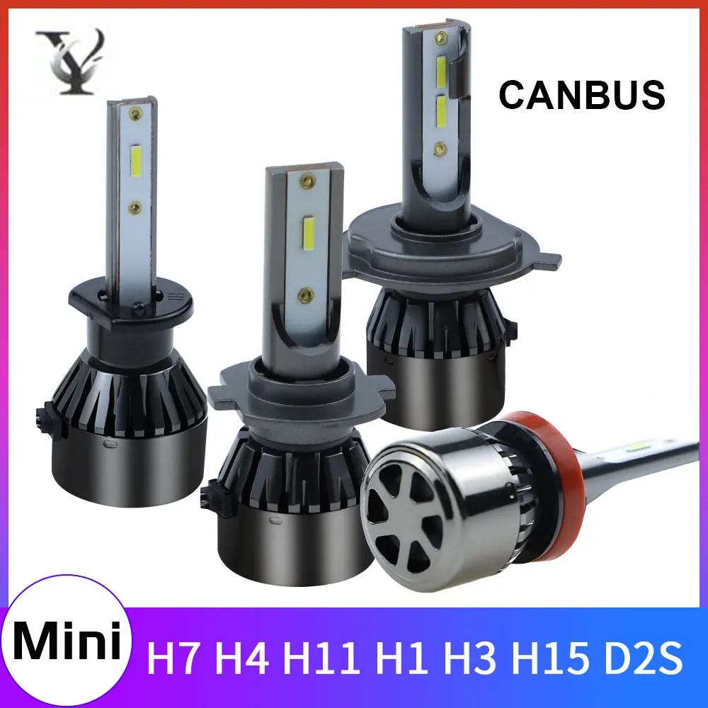 2 шт. H7 H4 светодиодный мини фара H11 H1 D2S H3 H8 H15 HB4 9005 9006 H16 H13 880 Автоматическая лампочка комплект 6000K 12V 60W 6000LM Voiture