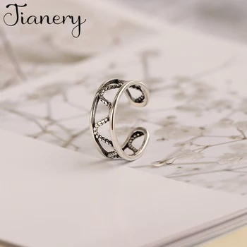 

JIANERY Romantic Boho 925 Sterling Silver Hollow Rings for Women Christmas Gift Statement Jewelry Anillos Mujer
