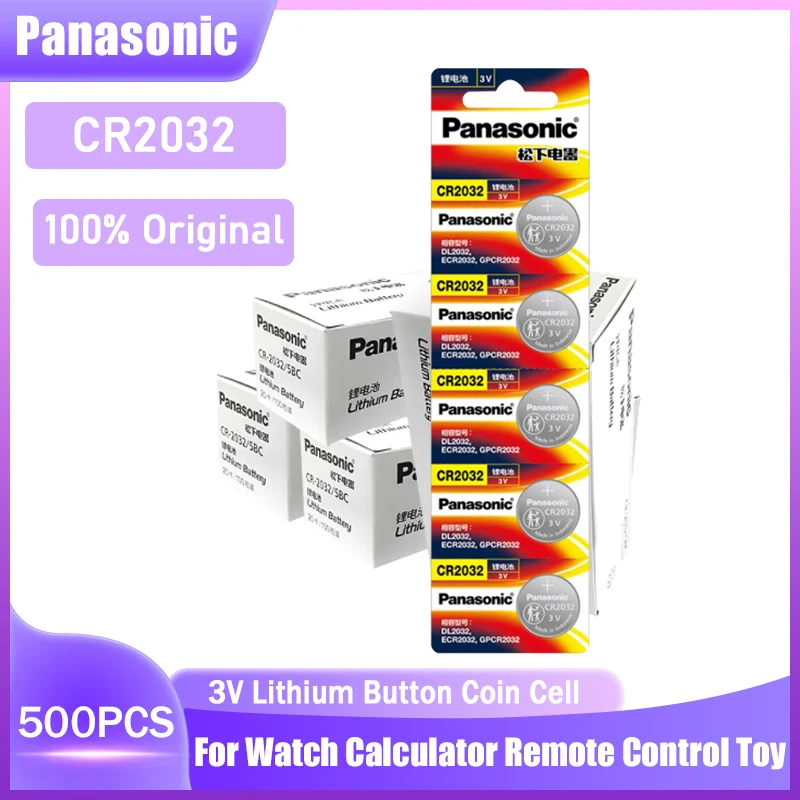 battery pack for camping 500pcs Panasonic CR2032 CR 2032 DL2032 ECR2032 BR2032 3V Lithium Battery For Watch Calculator Clock Remote Control Button Cells coin cell battery