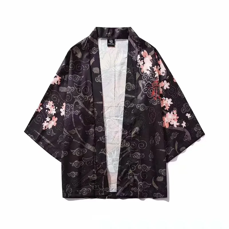 Mens Kimono Cardigan Japanese Carp Print Loose Shirt Tops Summer Casual Woman Man Kimonos Coat Couple Yukata Kimonos