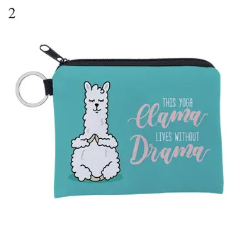 

Alpaca printing waterproof Purse Card Key Pouch Small Zipper Coin Purse Card Holder Mini Square Wallet