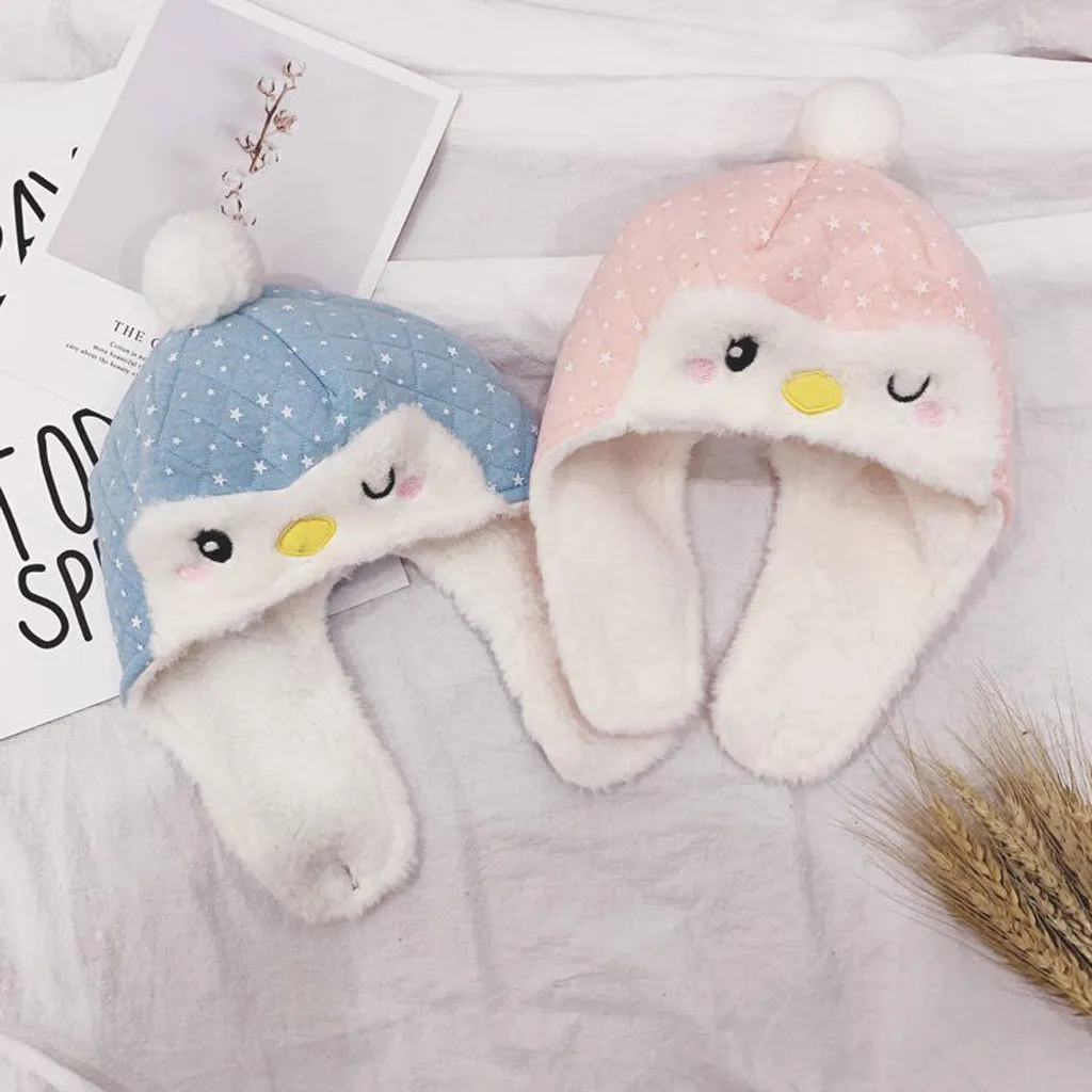 Newborn Baby Boys Girls Cartoon Warm Earflap Knit Crochet Beanie Cap Winter Hat for Kids czapki dla dzieci