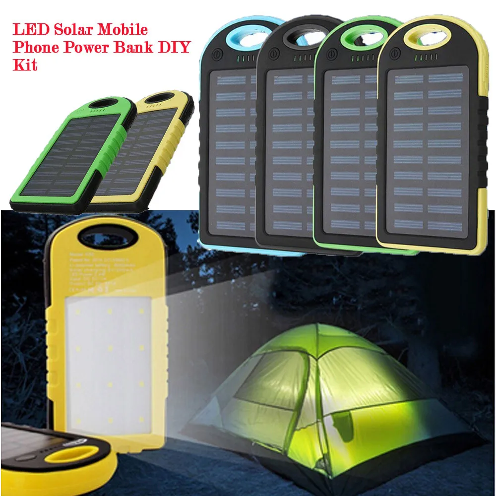 

LED Outdoor Travel Dual USB Solar Mobile Phone Power Bank Case Charger DIY Kit For Mobile Phone For Computer #20