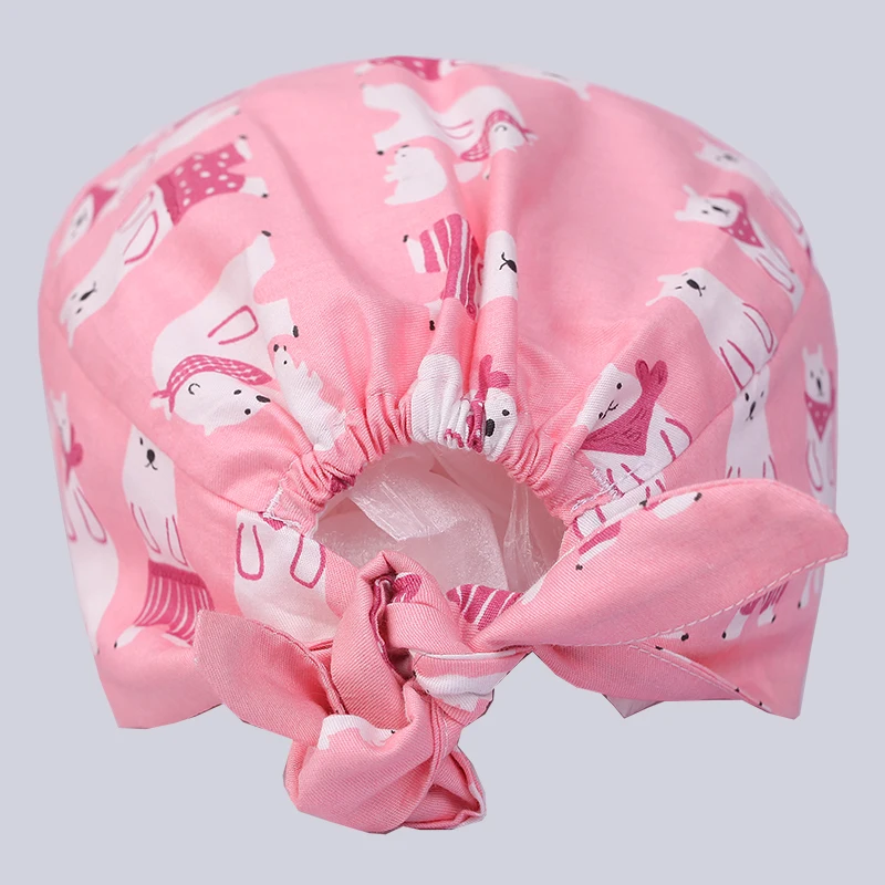 Surgical Scrub Cap Printing Medical Working Hat 100% Cotton Women Men Beautician Dust Proof Cooking Chef Nurse Head Caps