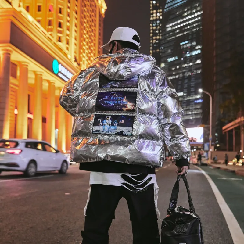 

Is The Main Push Of Fashion Street Style Bright Face Hooded Thickened Men's Cotton Clothes Puffer Jacket Homme