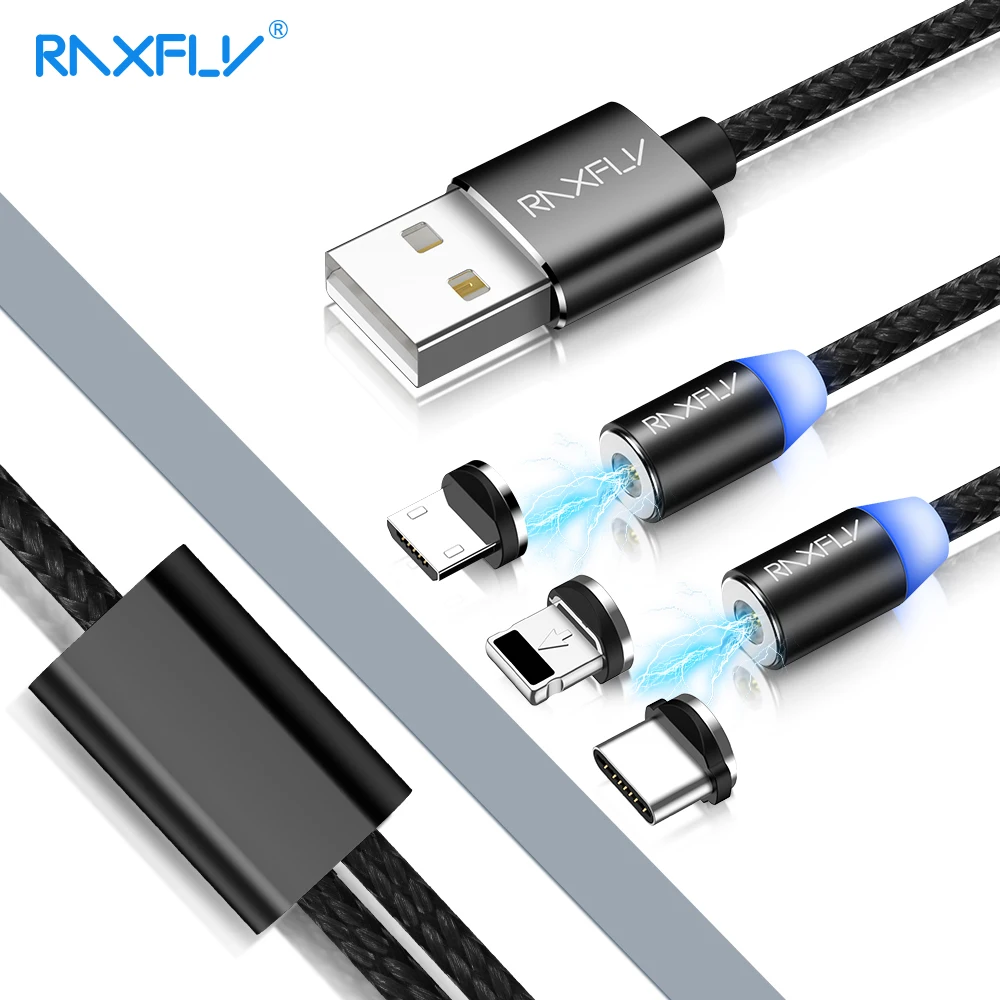 RAXFLY 2 in 1 Magnetic Charge Cable Micro USB For iPhone XR 7 XS Max 8 Magnet Charger Type C Redmi Note | Мобильные телефоны и