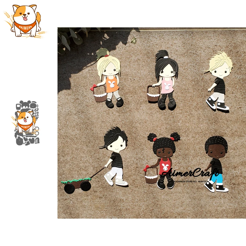 Милые металлические режущие штампы для маленьких девочек и мальчиков трафарет