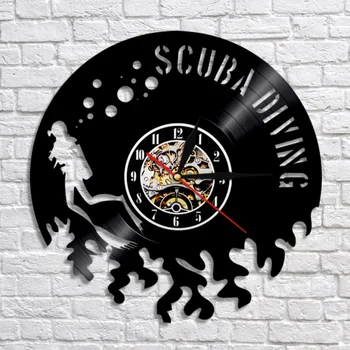 

Marine Diver Equipment Scuba Vinyl Vinyl Record Hanging Clock Home Decor Ow Diving Coach Gift