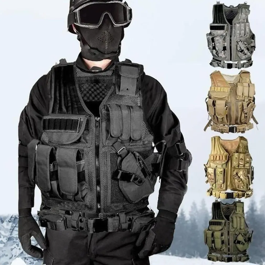 Military Tactical Gun Vest Holder Molle Combat Assault Plate Hunting SWAT Gear 