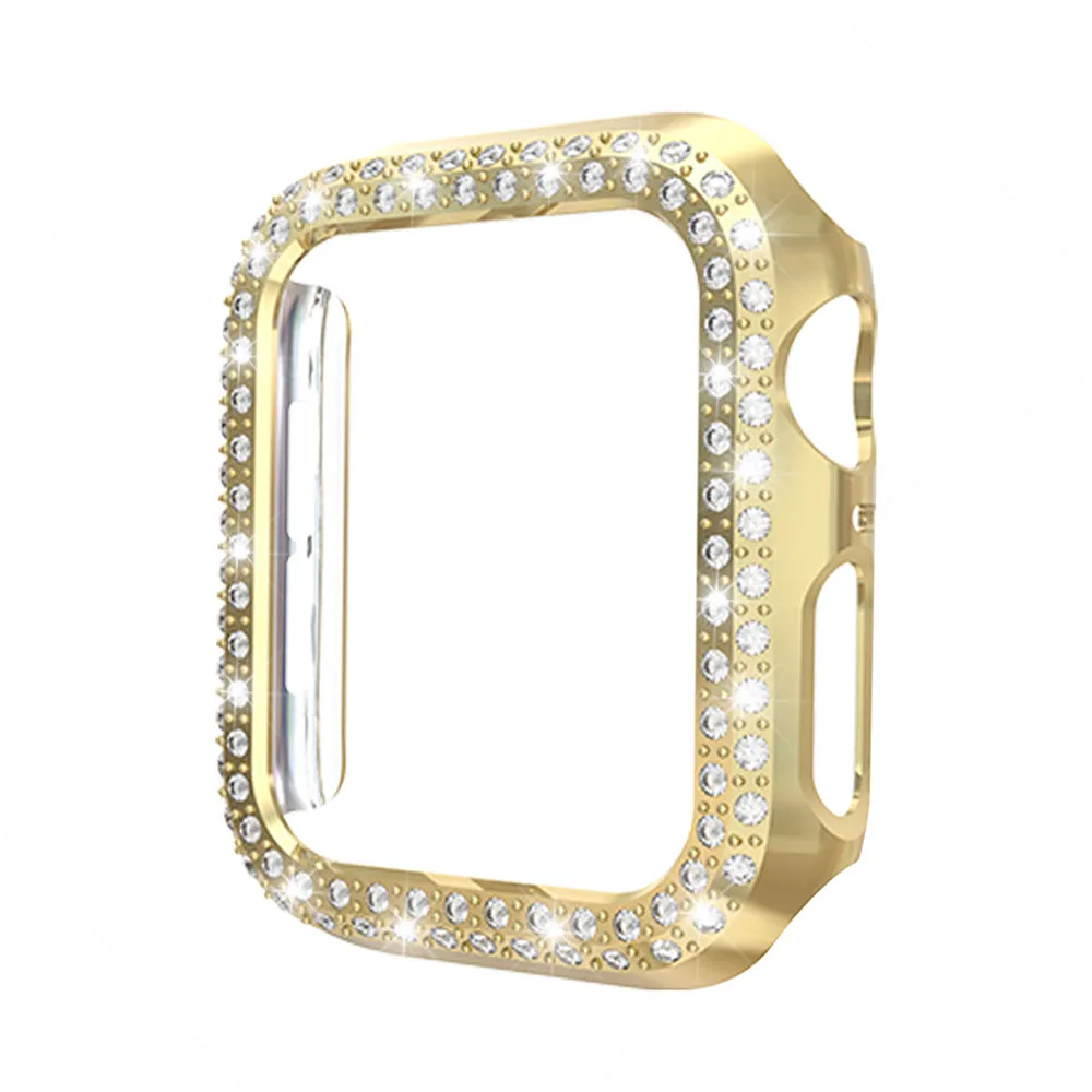Gold Роскошный блестящий 40 мм 44 мм 38 мм 42 мм чехол для часов Apple Watch Series 5 4 3 2 1 чехол PC чехол-бампер с алмазами для Аксессуары для iwatch - Цвет: Gold