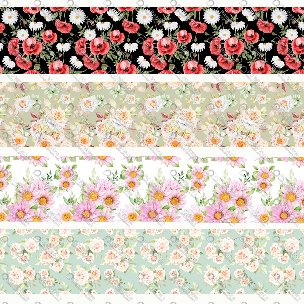 

25-75MM Flower Ribbon for Grosgrain, Party Wedding Cake Box Decor DIY Crafts Hair Bow Lanyard 50 Yard Satin Ribbons CA435