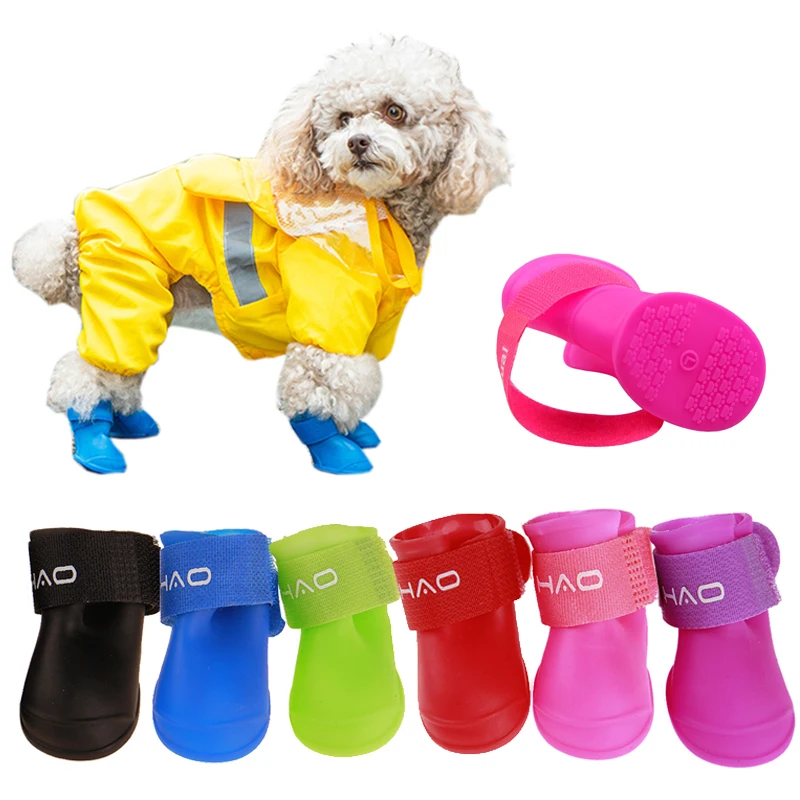 NonslipWaterproofPuppyMediumDogBootsforSmallDogsSilicagel