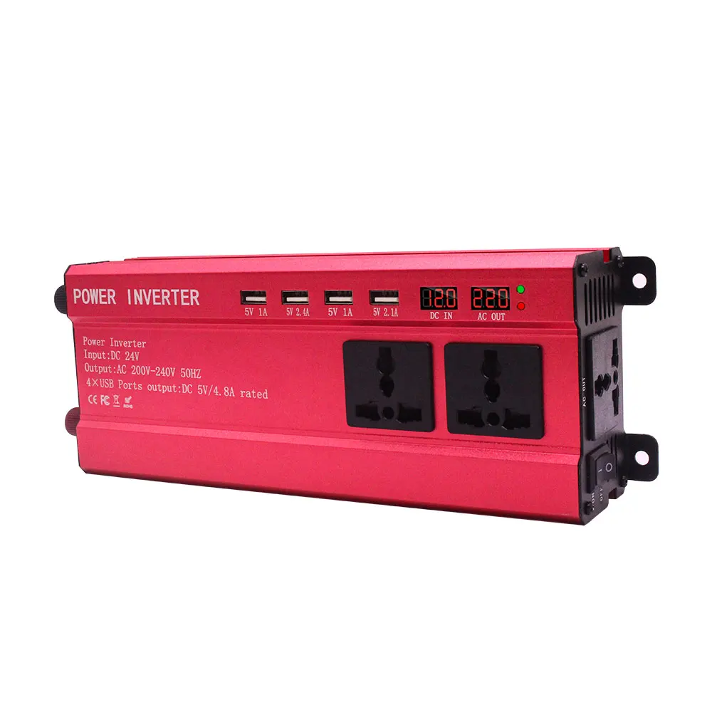 2200 Вт 4USB автомобильный инвертор DC24V к AC110V трансформатор анти-обратная защита инвертор светодиодный дисплей Автомобильный инвертор
