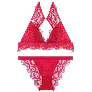 

Ensemble Lingerie Femme Front Closure Bralette Wire Free Bra And Panty Ultra Thin Bra Set Womens Lingerie Underwear & Sleepwears