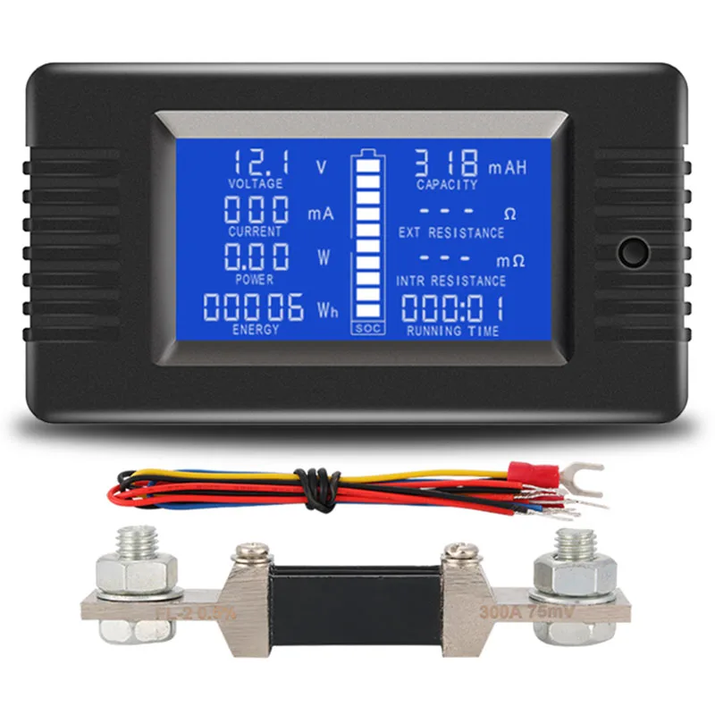 0-200V 0-300A Car Battery Discharge Indicator Capacity Tester Power Energy Impedance Resistance Voltmeter 300A Shunt | Инструменты