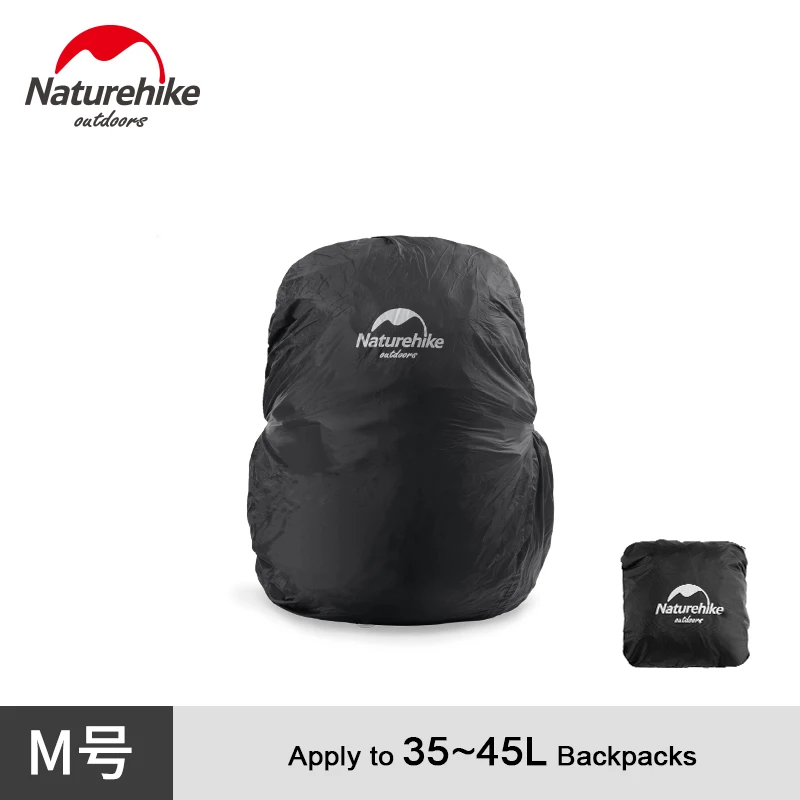 NatureHike складной рюкзак, нейлоновый водонепроницаемый рюкзак, дождевик со встроенным чехлом, сумка для хранения для Походов, Кемпинга - Цвет: Black M