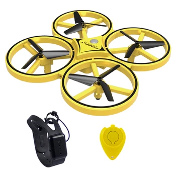 

2.4G Gesture Control Quadcopter Smart Suspension Altitude Hold Drone Gift With Cool Light Educational Toy For Kid Adult - Yellow