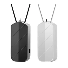 2set Personal Wearable Air Purifier with Led Light Necklace Mini Portable Air Freshener Ionizer Negative Black & White