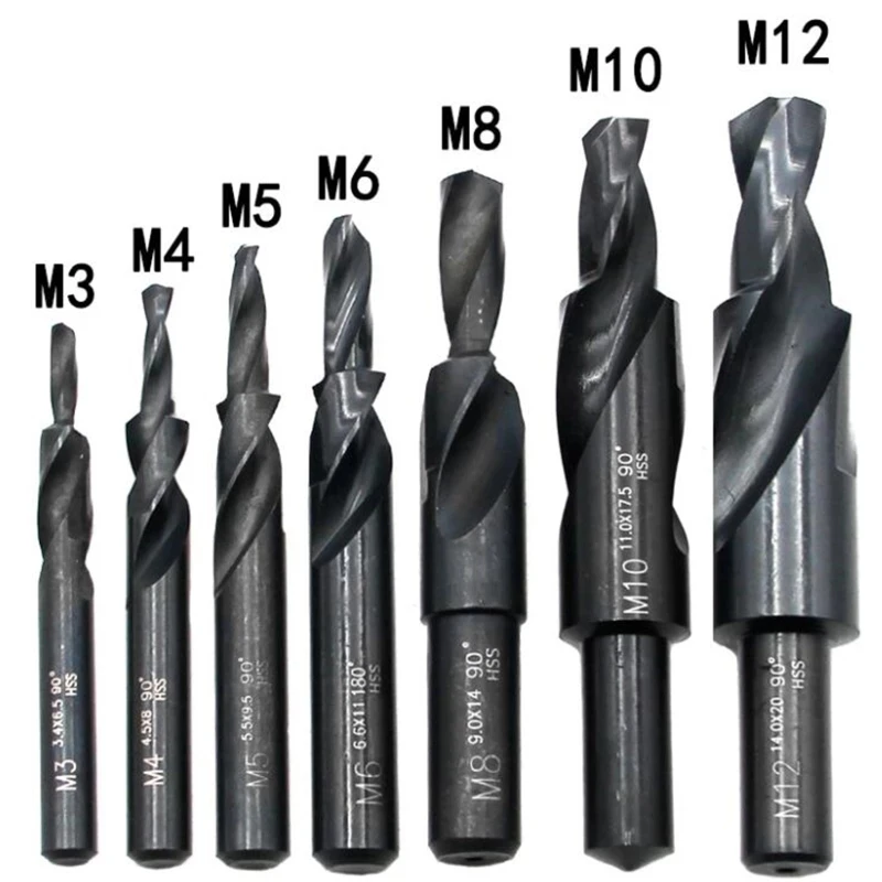 M3-M12 90/180 Degree HSS6542 Nitride Two Stage Drill Bit Twist Step Chamfer Conutersunk Hole Saw For Steel Iron Copper aluminum