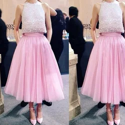 Affordable Pink Two Piece Set Wedding Guest Dress Prom Dress Women Bridesmaid Dress Cocktail Dresses
