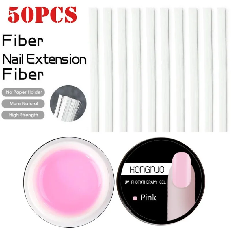 

10/20/50Pcs Nail Extension Kits Fiber Fibernails with Nails Builder Gel Professional Nail Form Clip DIY Manicure Nail Art Set