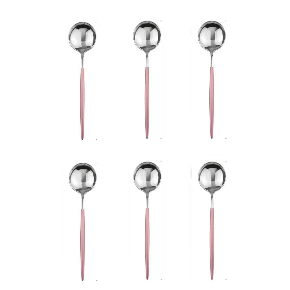 6Pcs Pink Silver
