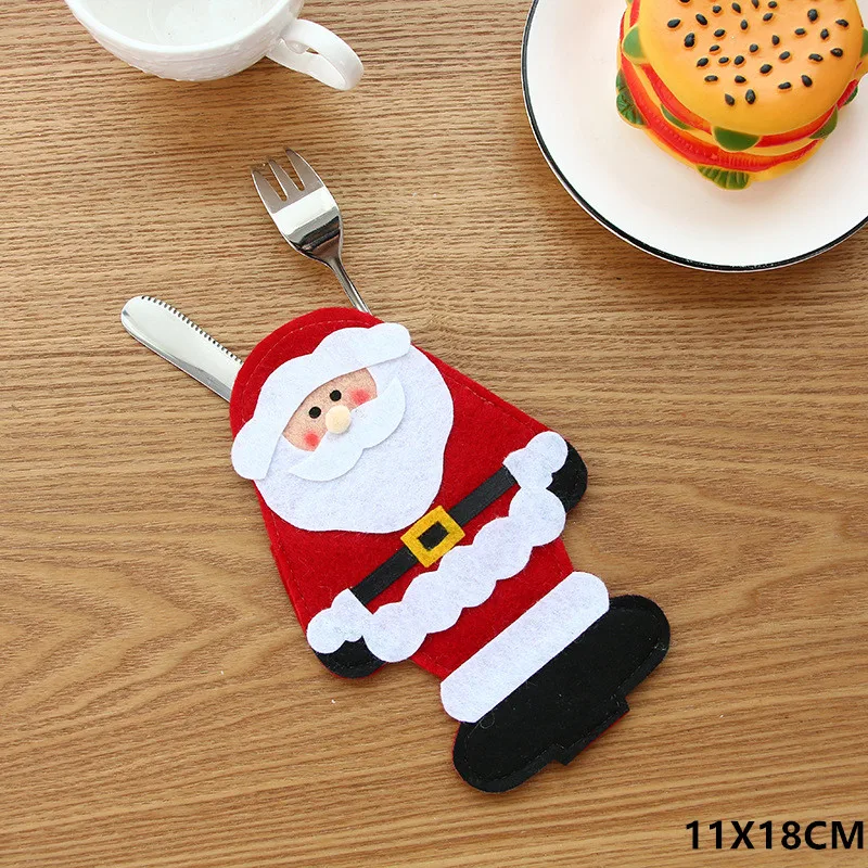 25-Santa Claus Рождественские украшения для столовые приборы для дома нож, вилка, набор симпатичная Рождественская шляпа инструмент для хранения столовых приборов держатель сумка на год подарки - Цвет: 25-Santa Claus