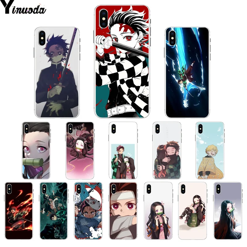 Yinuoda Demon Slayer Kimetsu no Yaiba Colorful Cute Phone Accessories Case for Apple iPhone 8 7 6 6S Plus X XS MAX 5 5S SE XR