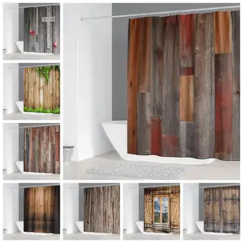 

High Quality Unique Wood Plank Design Washable Bath Decor Shower Curtains 150*180&180*180