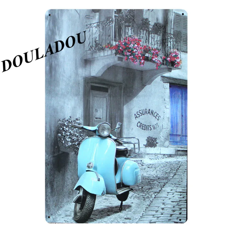 [Douladou] старинная металлическая жестяная вывеска для мотоцикла и велосипеда, плакат для бара, паба, Рима, Италии, настенная табличка, Наклейка 30*20 см