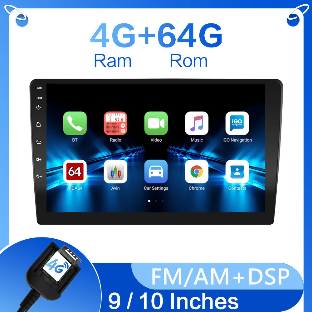 Универсальная автомагнитола 2 din Android 8 1 8/9/10 дюйма GPS навигация для Kia LADA Toyota Nissan