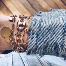 3 шт./компл. богемные браслеты личности круглая цепочка геометрического стиля браслет «бесконечность» набор дамы панк пляжные украшения Аксессуары
