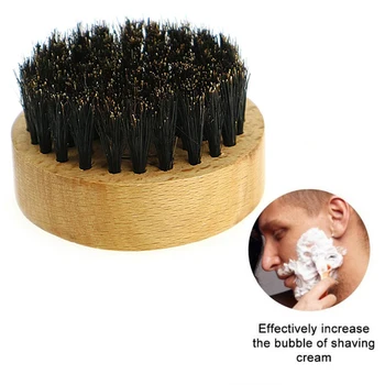 

New High quality wooden Men Mustache Beard Brush Boar Bristle Hair Face Cleaning Brush For Travel Barber Round Handle 2020